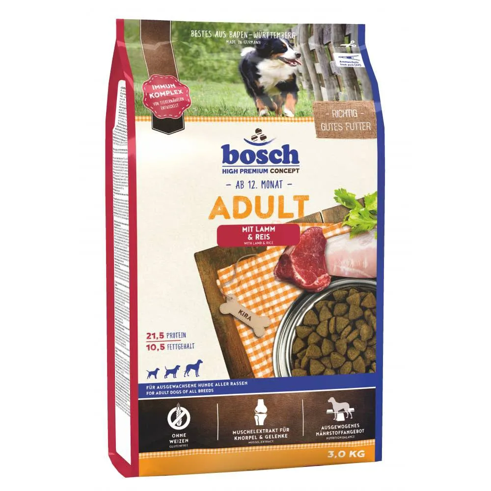 '$10 OFF   FREE TREAT w 3kg(Exp 27Apr25)': Bosch High Premium Adult Lamb & Rice Dry Dog Food