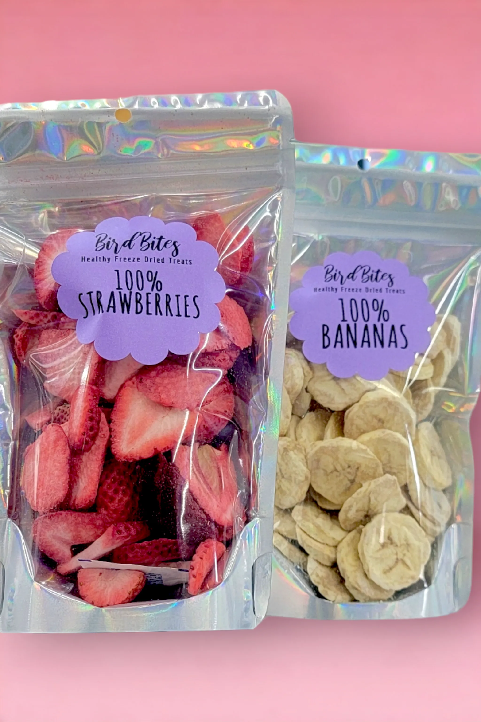 100% Strawberries - 1.5 Cups - Bird Bites Healthy Freeze Dried Treats