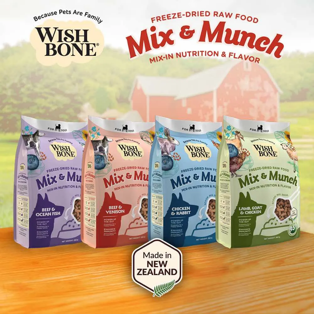 15% OFF: Wishbone Mix & Munch Beef & Venison Grain-Free Freeze-Dried Raw Food Dog Food Topper 350g