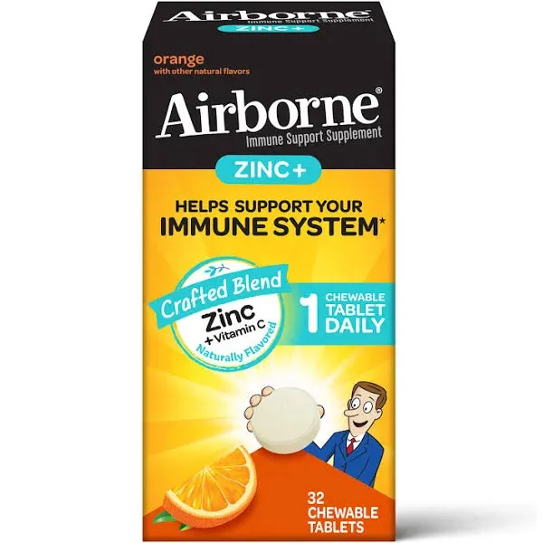 AIRBORNE ZINC IMMUNE SYSTEM CHEWABLE TABLETS 32