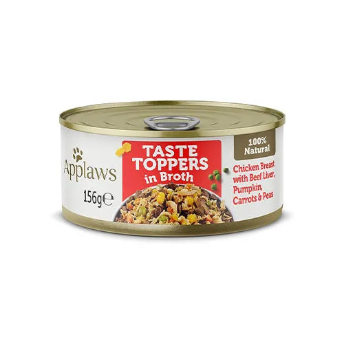 Applaws Taste Toppers in Broth with Chicken Beef and Carrots 12x156g