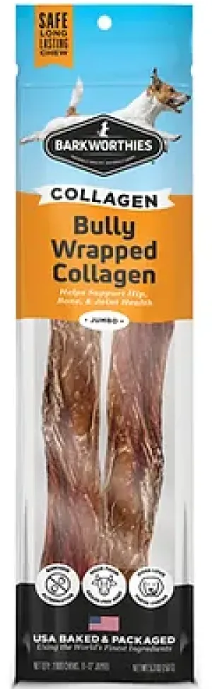 Barkworthies 6 Inch Jumbo Bully Wrapped Collagen Package