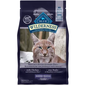 BLUE Wilderness Grain Free Mature Chicken Recipe Dry Cat Food, 5lb