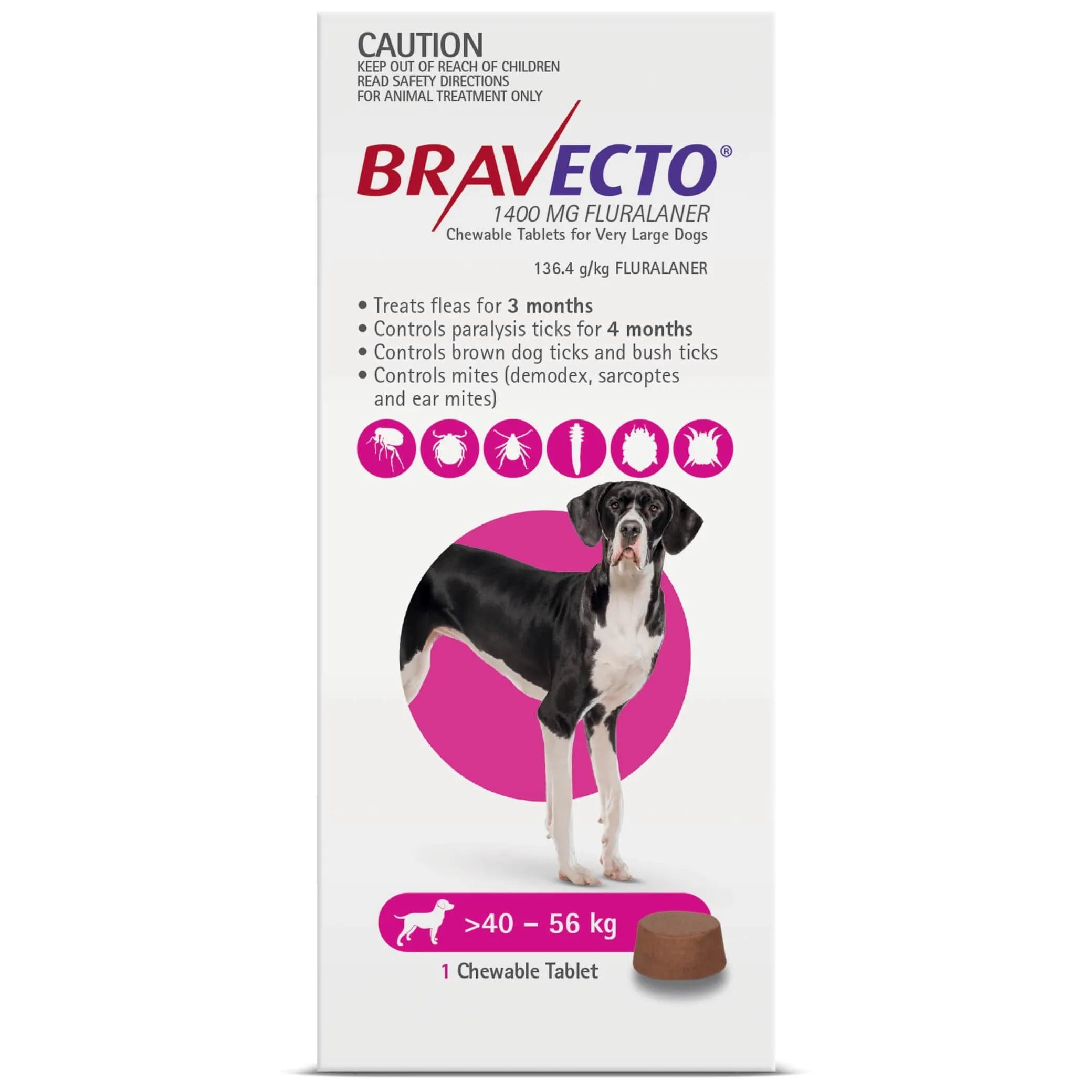 BRAVECTO Flea & Tick Chew Treatment 40-56kg Dog