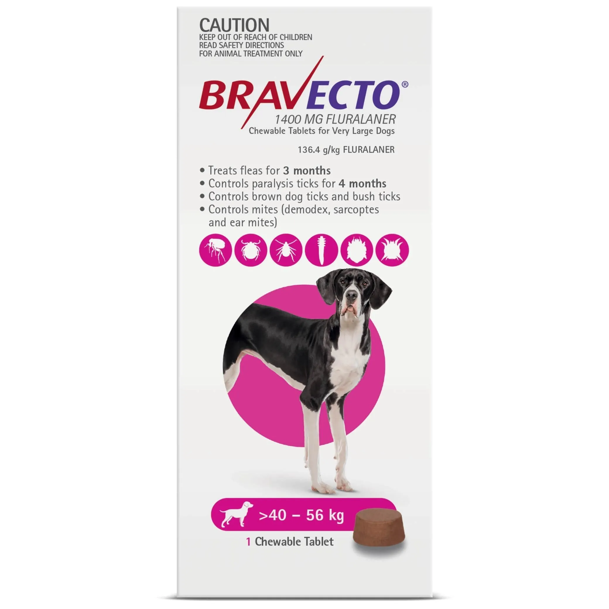 BRAVECTO Flea & Tick Chew Treatment 40-56kg Dog