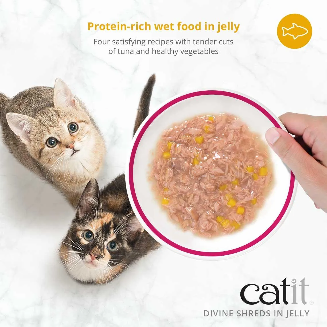 Catit Divine Shreds Tuna, Seabream & Wakame In Jelly 4 Pack