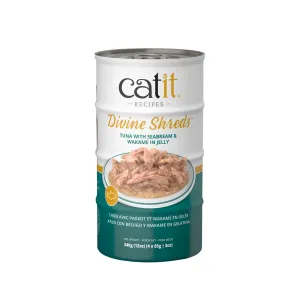 Catit Divine Shreds Tuna, Seabream & Wakame In Jelly 4 Pack