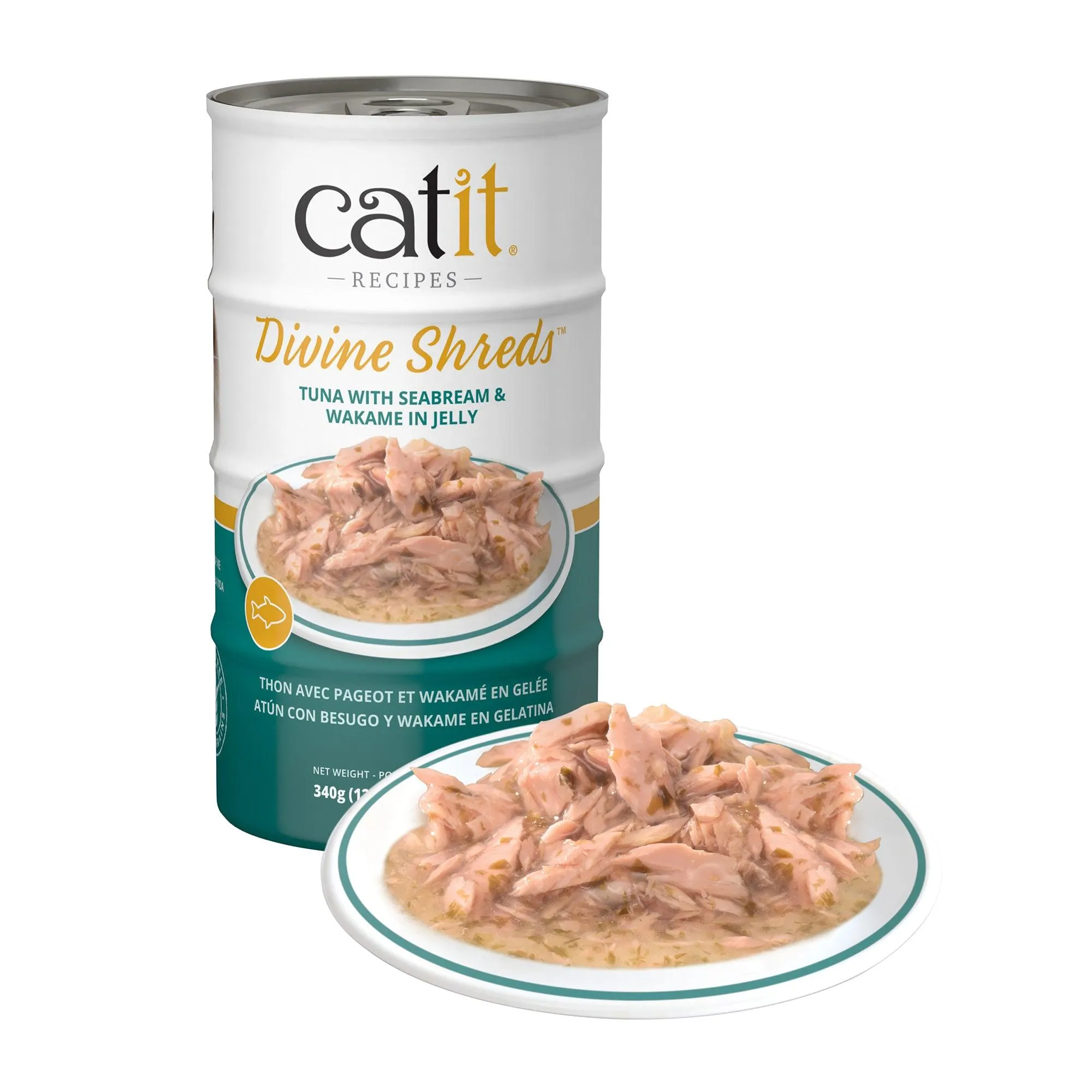 Catit Divine Shreds Tuna, Seabream & Wakame In Jelly 4 Pack