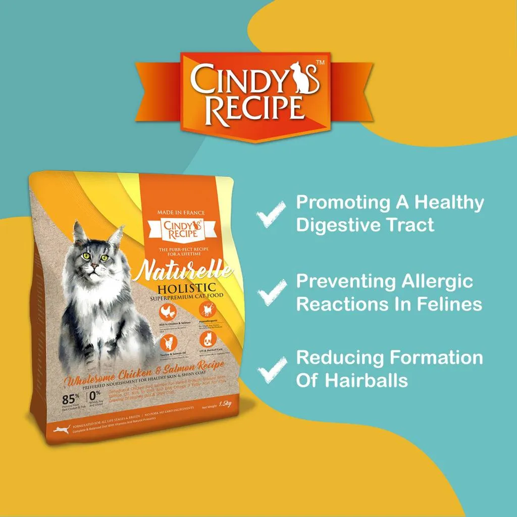 Cindy's Recipe Naturelle Holistic Dry Cat Food 1.5kg Original Packaging - Urinary Chicken Salmon