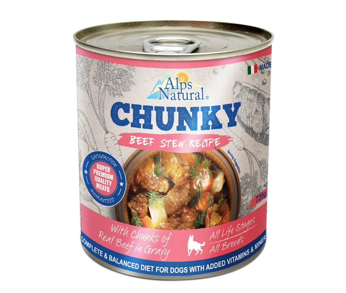 [CTN OF 12] Alps Natural Canned Dog Food - Chunky Beef Stew Recipe (720g)