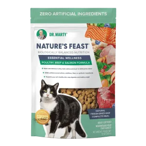 DR. MARTY Nature’s Feast Essential Wellness Poultry, Beef & Salmon Freeze Dried Raw Cat Food