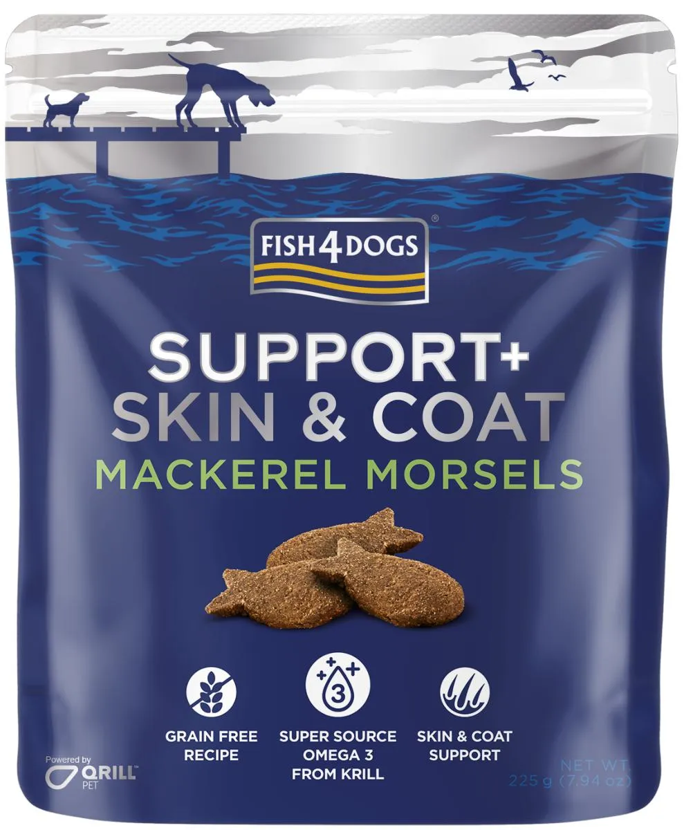 Fish4Dogs | Natural Dog Biscuit | Grain Free Support  Skin & Coat Health Mackerel Morsels - 225g