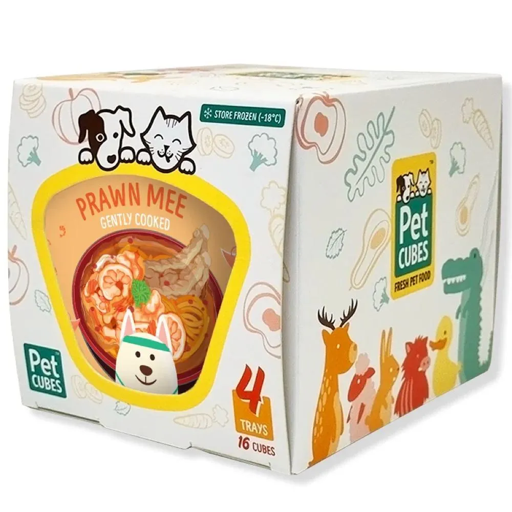 FREE BROTH: PetCubes Gently Cooked Prawn Mee Frozen Dog Food 1.28kg