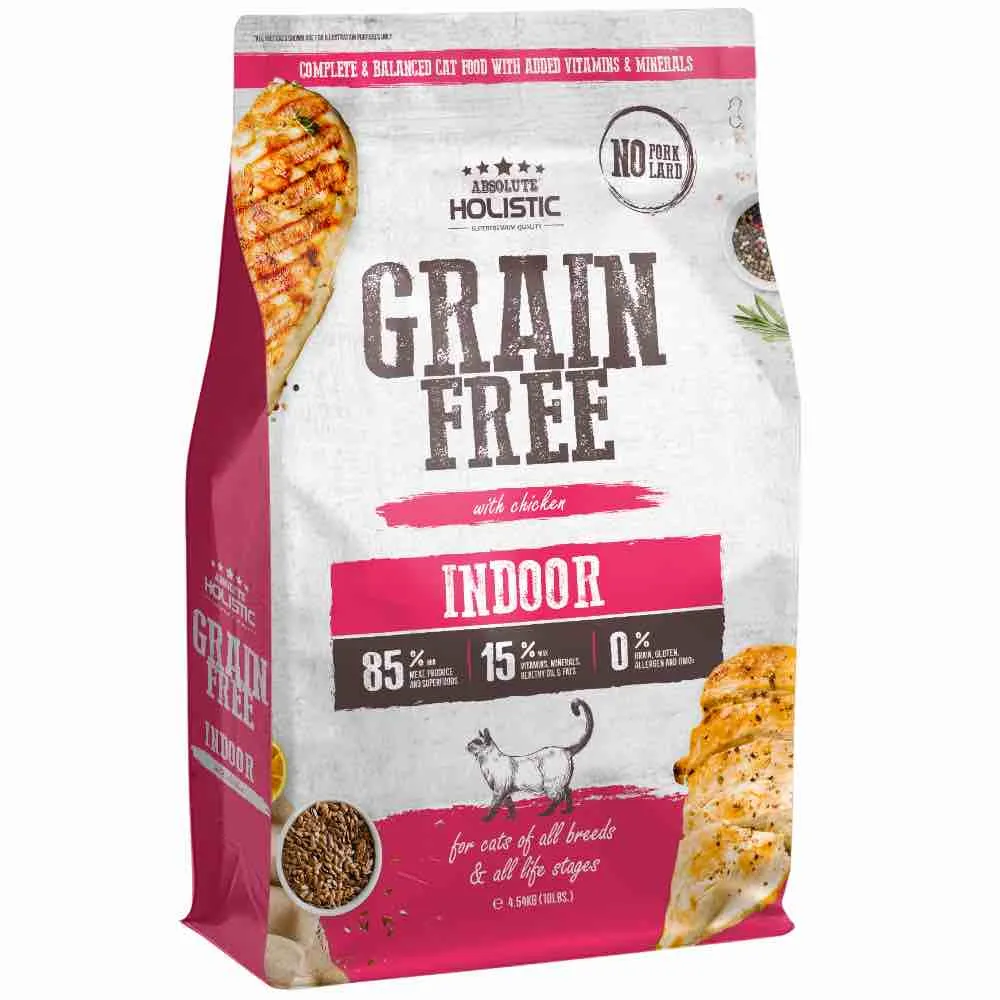 'FREE TREATS w 3lb': Absolute Holistic Indoor Chicken Grain-Free Dry Cat Food