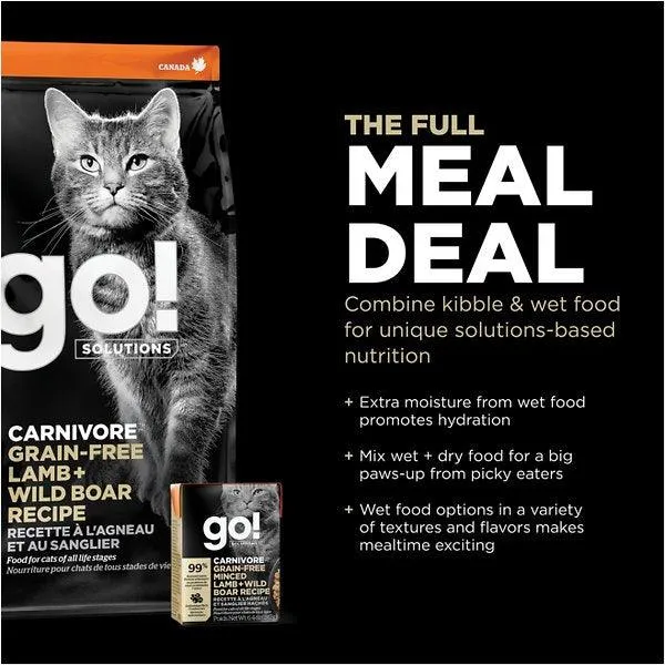 Go! Carnivore Grain Free Minced Lamb   Wild Boar Recipe for cats