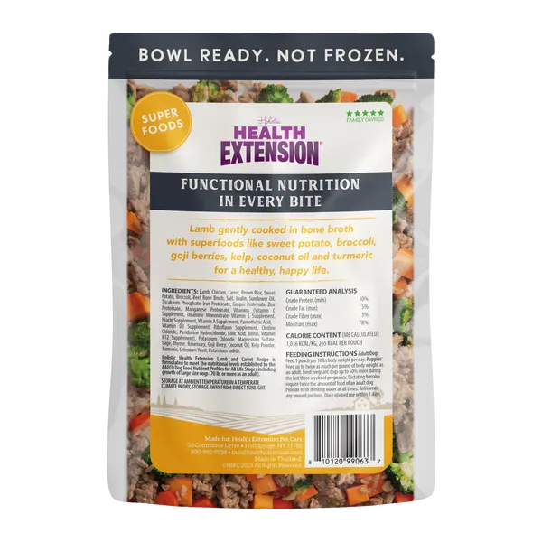 Health Extension Gently Cooked Lamb And Carrot Recipe for Dogs (9 oz Pouch)