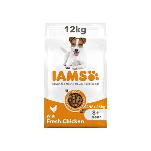 Iams Senior 8  Small/Medium Dog with Chicken 12Kg Dry Dog Food