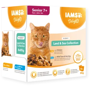 IAMS Wet Cat Food Senior Land & Sea Collection in Gravy 8 x 85g