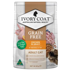 Ivory Coat Grain Free Chicken in Gravy Adult Cat Wet Food 85g^^^