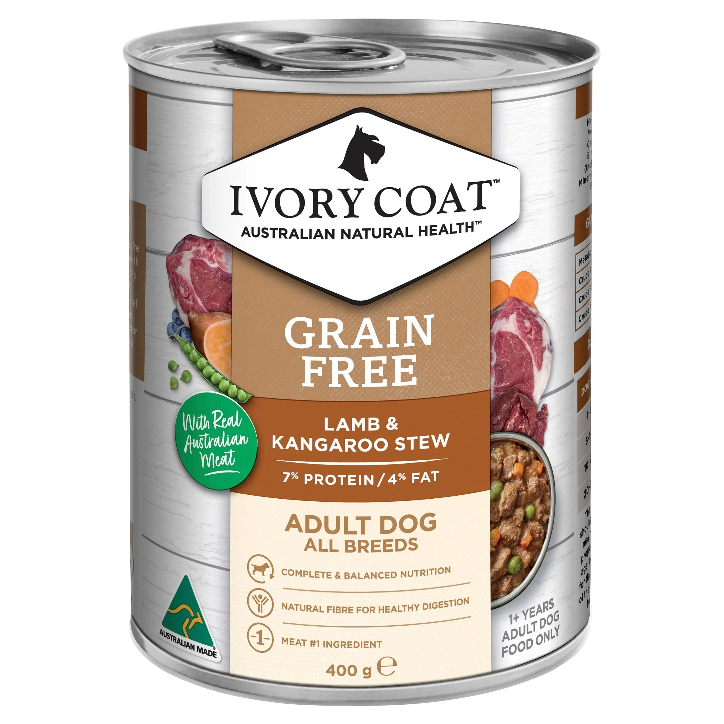 Ivory Coat Grain Free Lamb and Kangaroo Stew Adult Dog Wet Food 400g