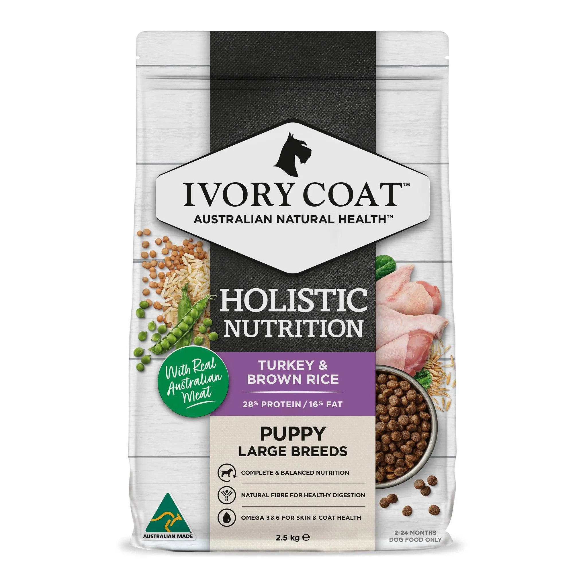 Ivory Coat Holistic Nutrition Puppy Large Breed Turkey & Brown Rice Dry Dog Food