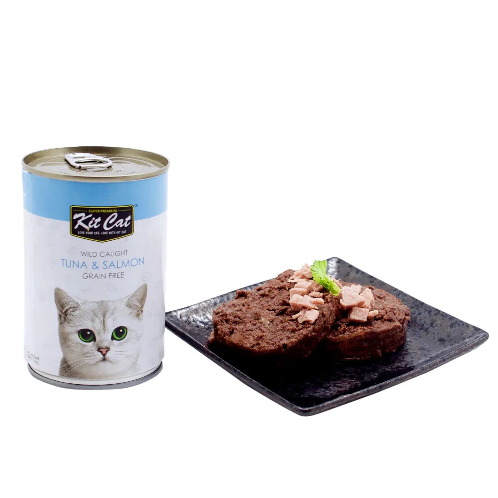 Kit Cat Super Premium Wet Cat Food 400g Can for Adult/Kitten Grain-Free, Wild-Caught, KitCat