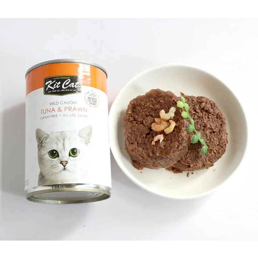 Kit Cat Super Premium Wet Cat Food 400g Can for Adult/Kitten Grain-Free, Wild-Caught, KitCat