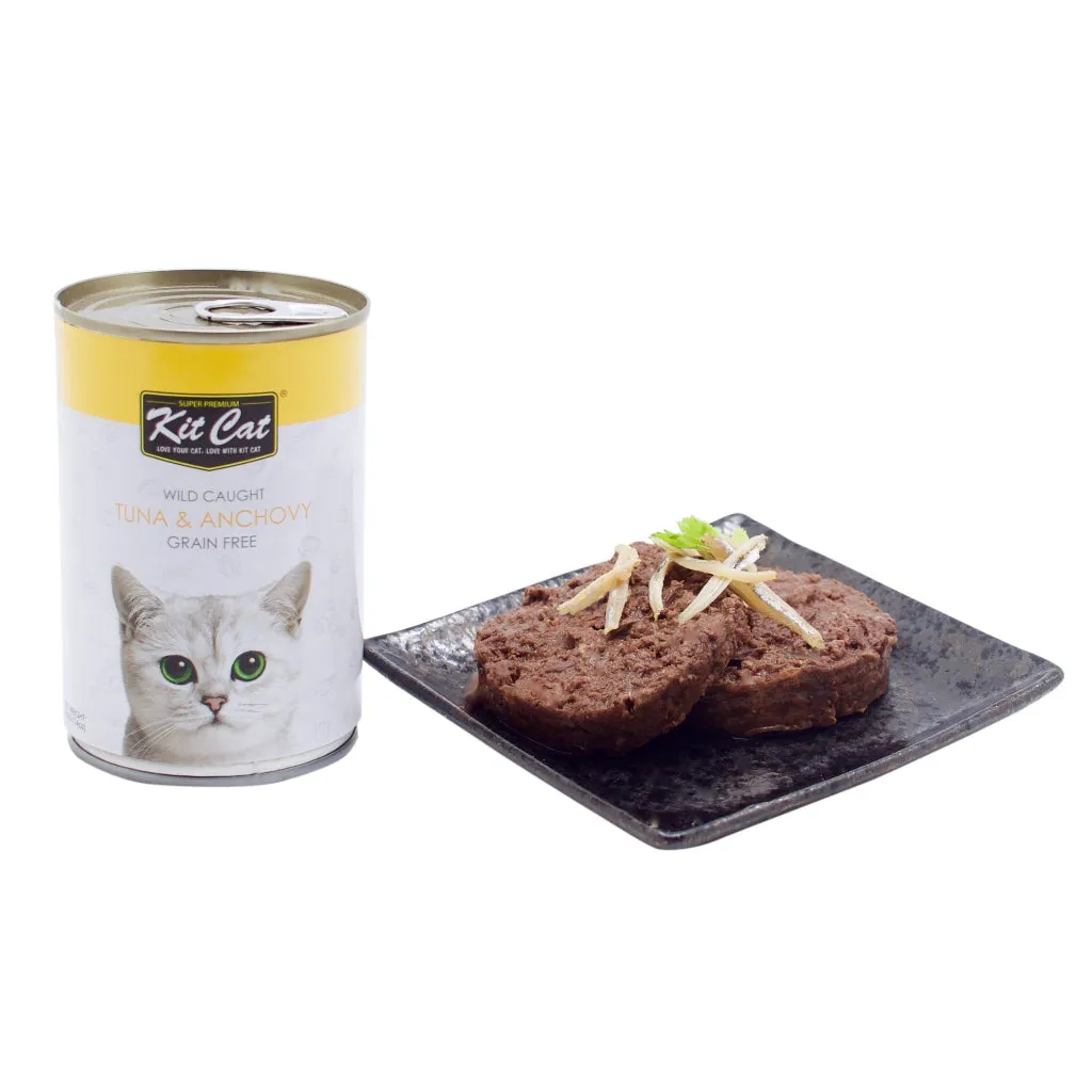 Kit Cat Super Premium Wet Cat Food 400g Can for Adult/Kitten Grain-Free, Wild-Caught, KitCat