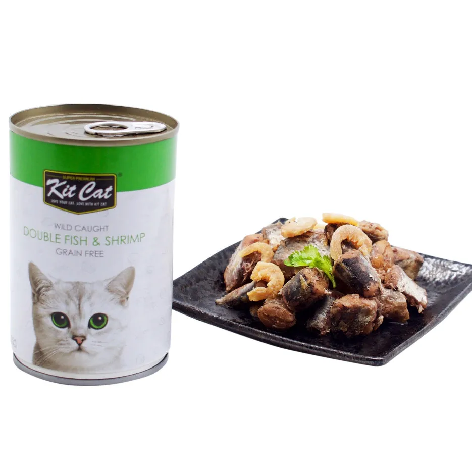 Kit Cat Super Premium Wet Cat Food 400g Can for Adult/Kitten Grain-Free, Wild-Caught, KitCat