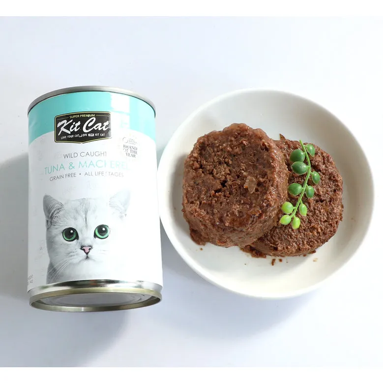 Kit Cat Super Premium Wet Cat Food 400g Can for Adult/Kitten Grain-Free, Wild-Caught, KitCat