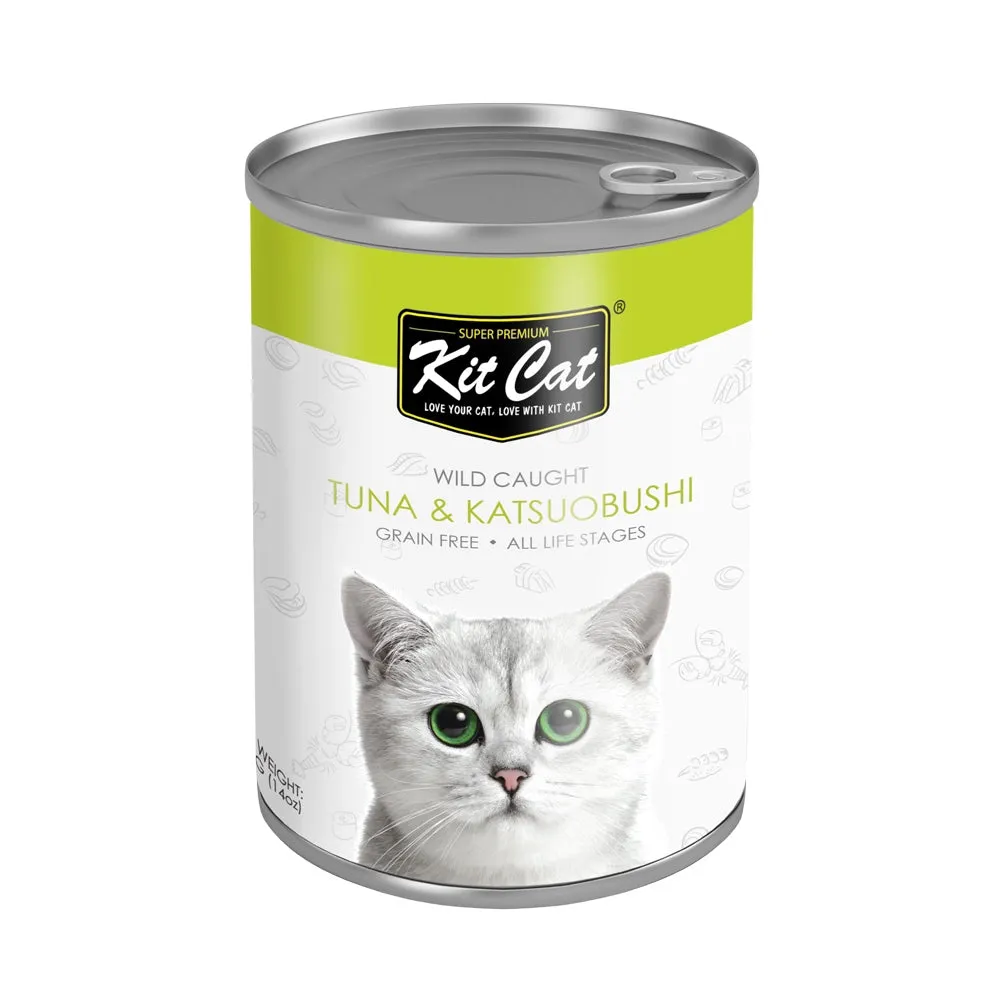 Kit Cat Super Premium Wet Cat Food 400g Can for Adult/Kitten Grain-Free, Wild-Caught, KitCat