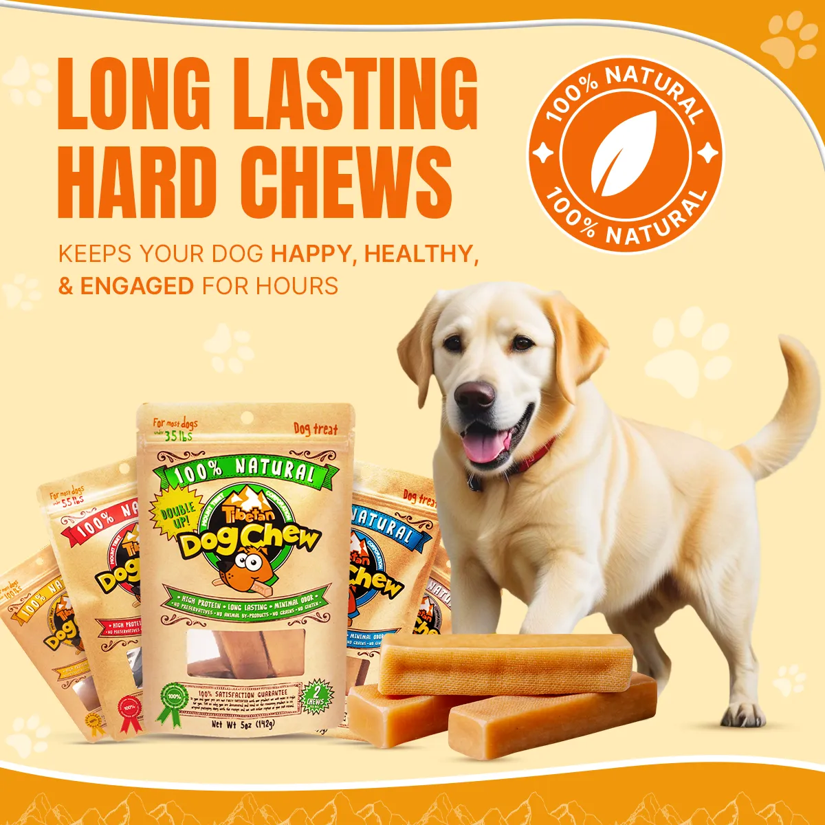 Long Lasting Yak Cheese Chews for Small Dogs - 15 sticks