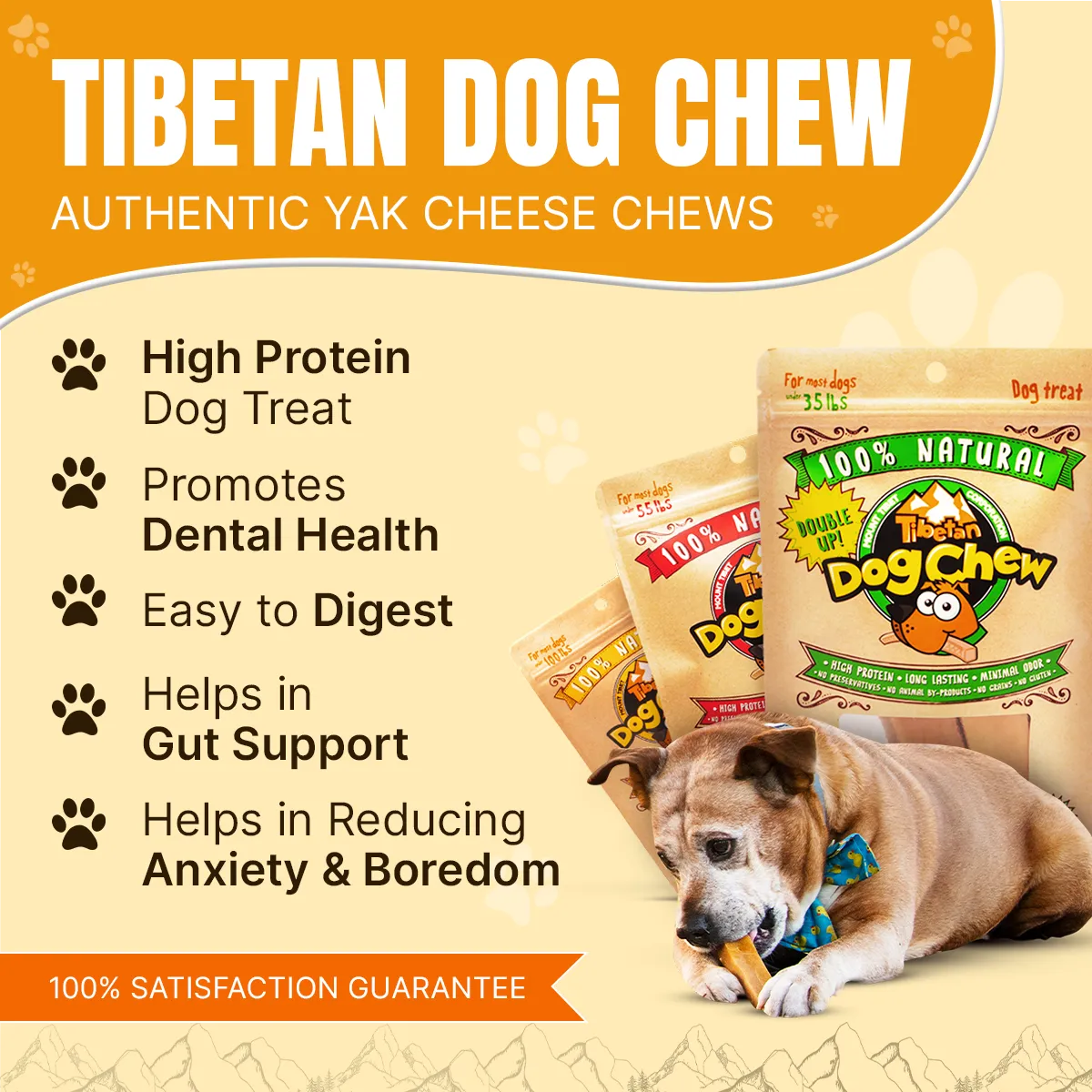 Long Lasting Yak Cheese Chews for Small Dogs - 15 sticks