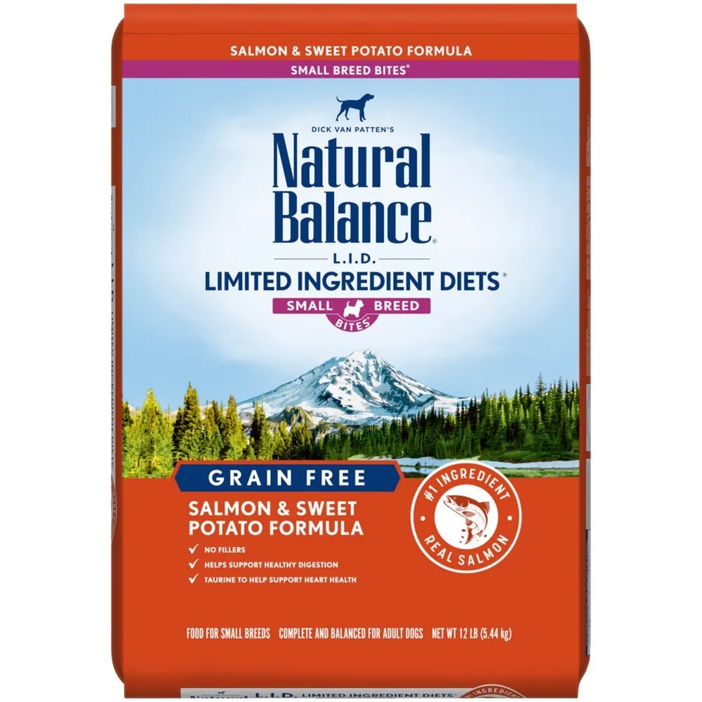 Natural Balance Limited Ingredient Diets Grain Free Salmon & Sweet Potato Small Breed Bites Dry Dog Food 12lb