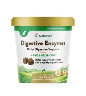 Naturvet Digestive Enzymes Pre & Probiotics Soft Chew Dog Supplement (70 Count)