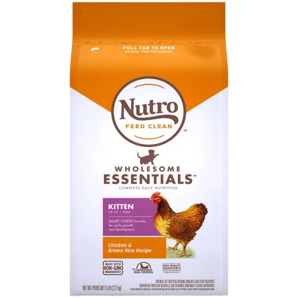 NUTRO WHOLESOME ESSENTIALS Natural Dry Cat Food, Kitten Chicken & Brown Rice Recipe, 3-lb Bag