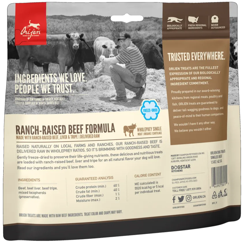 ORIJEN Freeze Dried Ranch Raised Beef Dog Treats