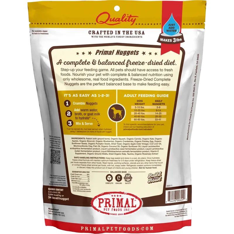 Primal Canine Freeze-Dried Nuggets - Rabbit Formula