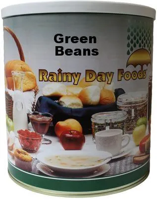 Rainy Day Foods Non-GMO Dehydrated Green Beans 20 oz #10 Can - 40 Servings