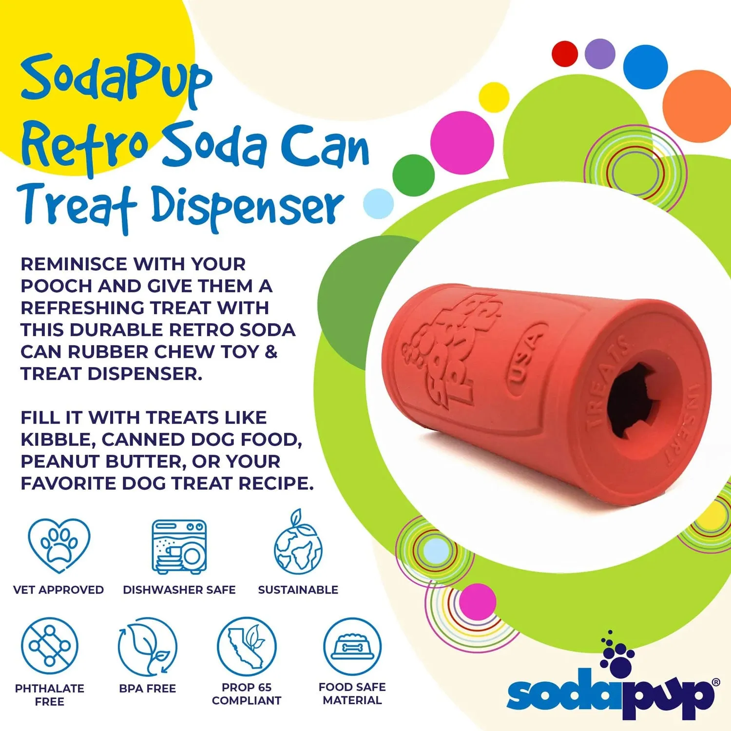 SodaPup Retro Soda Can Treat Dispenser