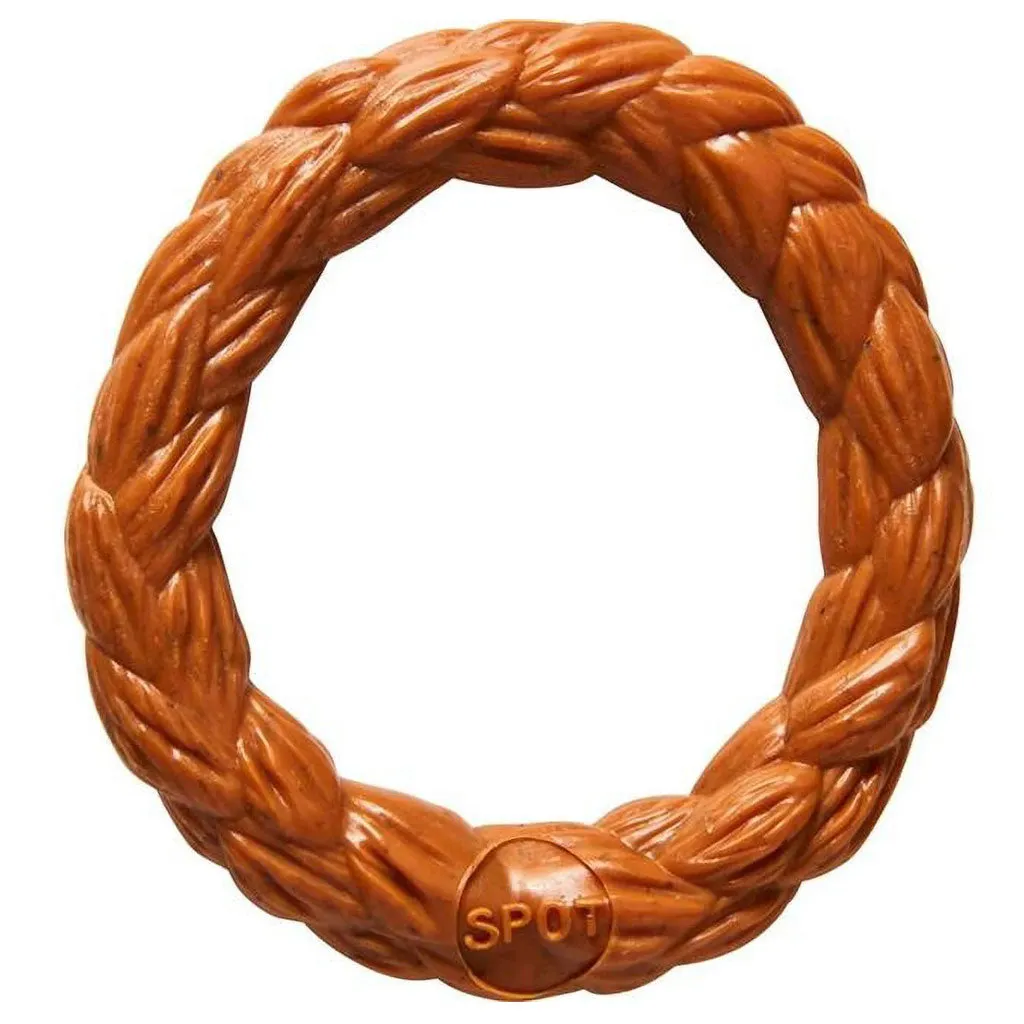 Spot Bam-Bones Braided Ring Chew Toy for Dogs Hickory Smoke Flavor