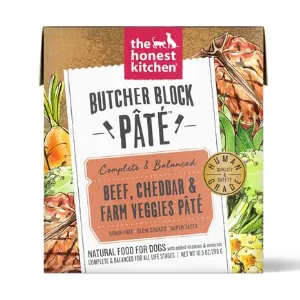 The Honest Kitchen Butcher Block Pate Beef, Cheddar & Farm Veggies Pate Wet Dog Food, 10.5-oz