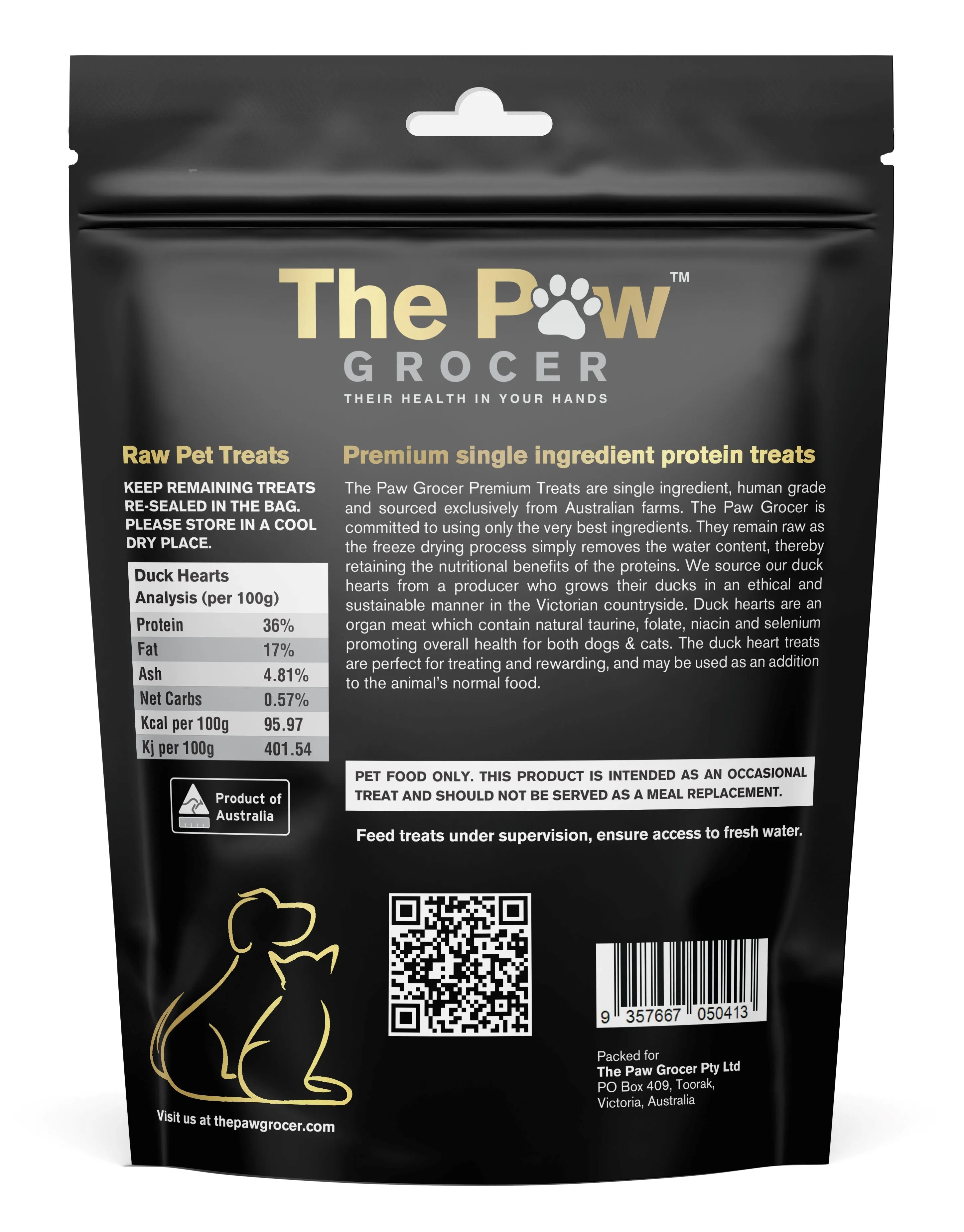 The Paw Grocer Freeze Dried Cat & Dog Treats (Duck Hearts)