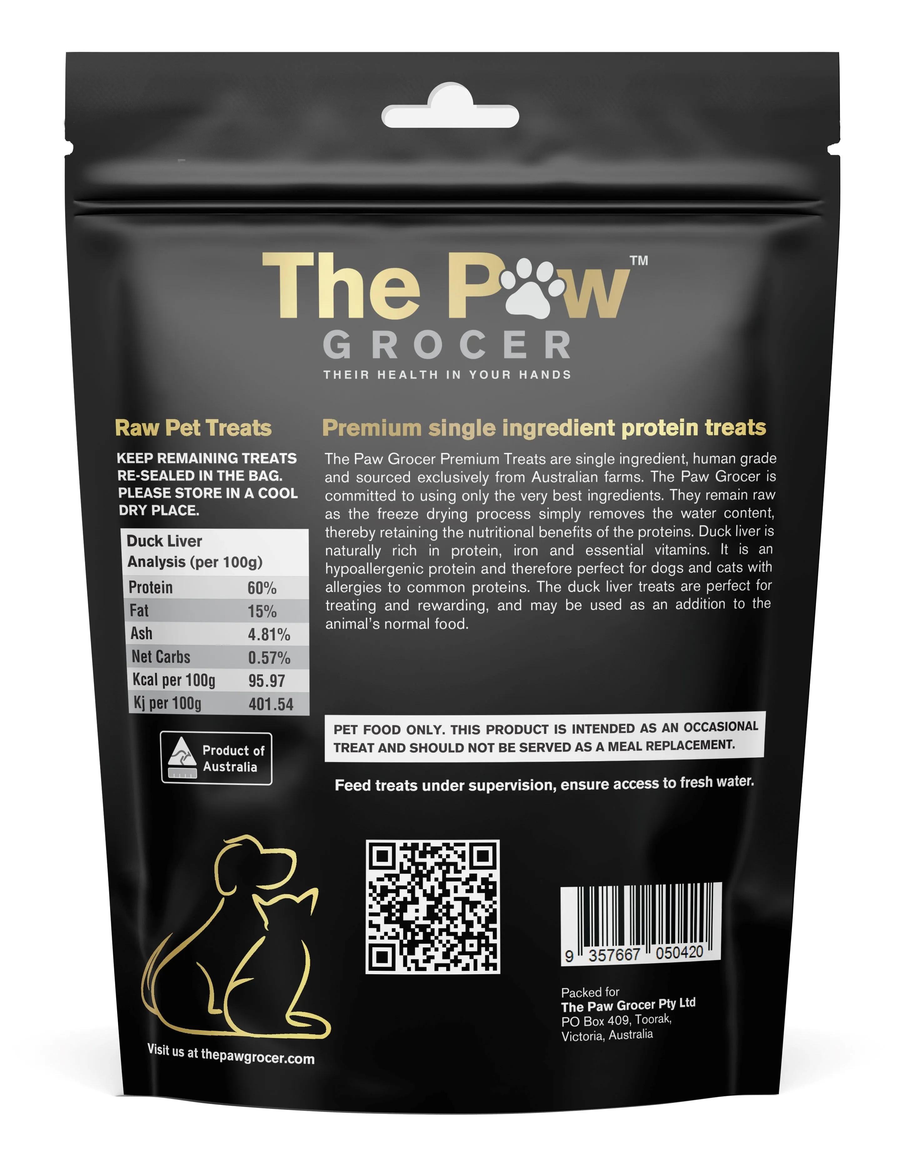 The Paw Grocer Freeze Dried Cat & Dog Treats (Duck Liver)