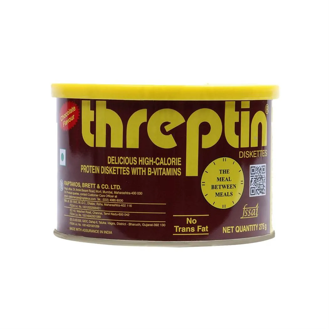 THREPTIN Delicious High-Calorie Protein & Vitamin B Diskettes Chocolate Flavour 275gms