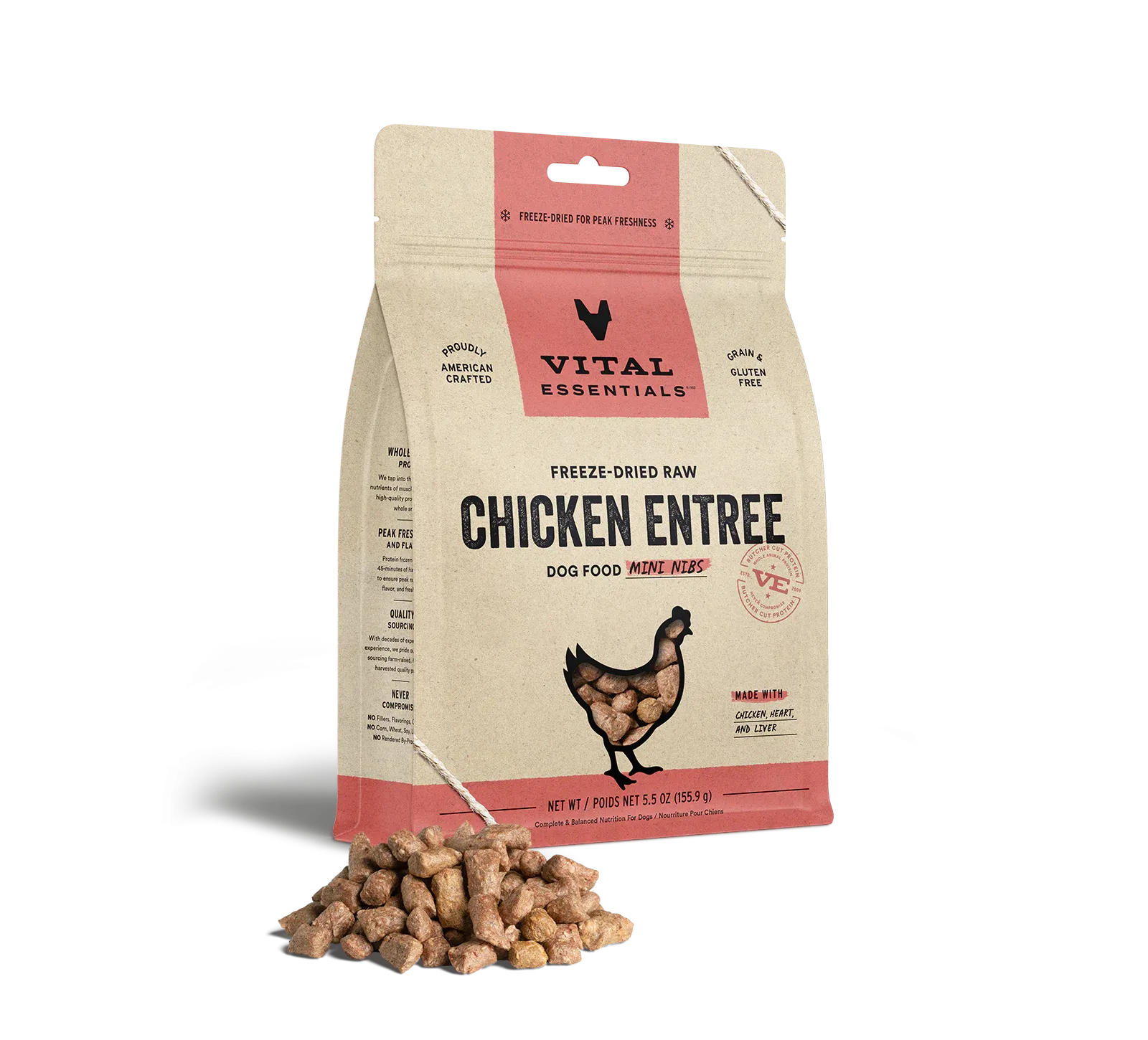 Vital Essentials Chicken Mini Nibs Freeze-Dried Raw Dog Food