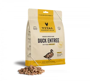 Vital Essentials Grain Free Duck Mini Nibs Freeze Dried Raw Food for Cats