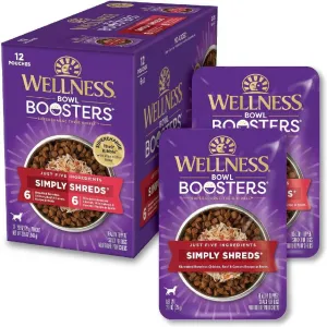 Wellness Bowl Boosters Simply Shreds Variety Pack Dog Food Topper (2.8 oz x 12 pouches)