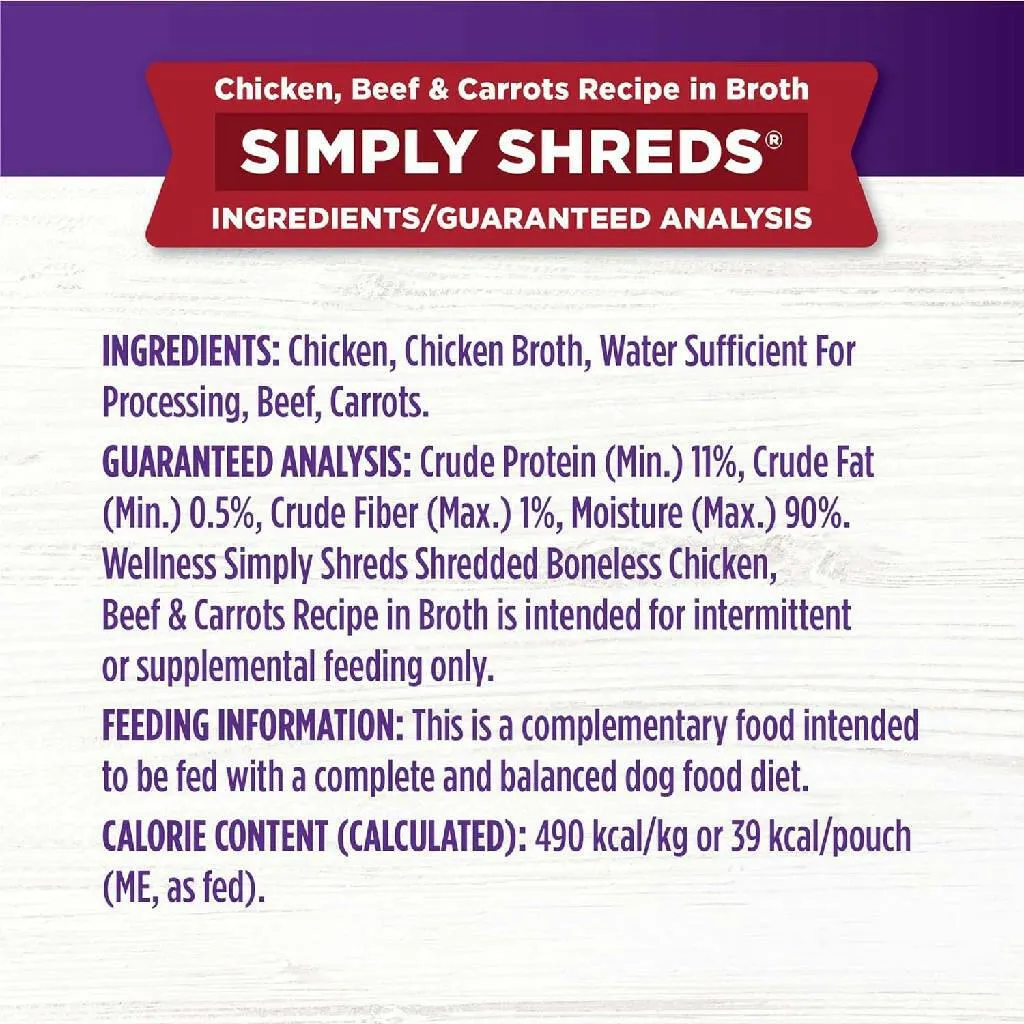 Wellness Bowl Boosters Simply Shreds Variety Pack Dog Food Topper (2.8 oz x 12 pouches)