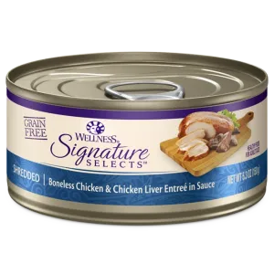 Wellness CORE Signature Selects Shredded Boneless Chicken and Chicken Liver Entrée in Sauce, Wet Cat Food